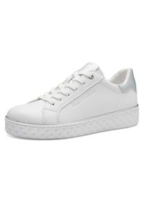 Marco Tozzi Damen Plateausneaker, Gr. 36, weiß, Lederimitat, sportlich, Schuhe, mit tollen Metallic-Details, Freizeitschuh, Halbschuh, Schnürschuh