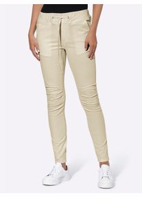 Heine Damen Webhose, beige, Gr. 40, unifarben, 98% Baumwolle, 2% Elasthan, Hosen