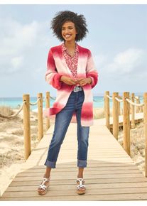 Heine Damen Strickjacke, rot, Gr. 46, gemustert, mehrfarbig, bedruckt, 78% Polyacryl, 22% Polyester, Strickjacken