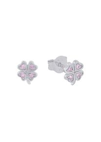 Mädchen Paar Ohrstecker "Kleeblatt, 2037942", Silber 925 (Sterlingsilber), rosa, Prinzessin Lillifee, Silber 925 (Sterlingsilber), Ohrringe, mit
