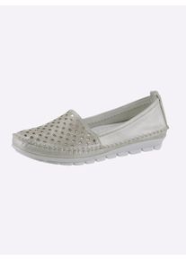Gemini Damen Slipper, Gr. 40, silber, Glattleder, sportlich, Schuhe