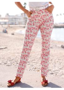 COSMA Damen Bequeme Jeans, pink, Gr. 40, geblümt, gemustert, mehrfarbig, bedruckt, 72% Baumwolle, 25% Polyester, 3% Elasthan, Jeans
