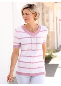 Casual Looks Damen Kurzarmpullover "Kurzarm-Pullover", rosa, Gr. 40, gemustert, gestreift, mehrfarbig, 50% Baumwolle, 50% Polyacryl, Pullover