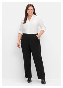 sheego Damen Stoffhose "Große Größen", schwarz, feminin, Gr. 58, unifarben, Obermaterial: 91% Polyester, 5% metallisierte Fasern, 4% Elasthan, Hosen,
