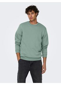 Only & Sons ONLY & SONS Herren Sweatshirt "ONSCERES CREW NECK NOOS", grün, modisch, Gr. XXL, unifarben, angeraute Sweatware, Obermaterial: 57% Baumwolle, 43%