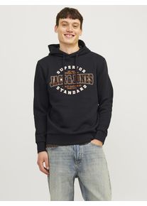 Jack & Jones JACK & JONES Herren Kapuzensweatshirt "JJELOGO SWEAT HOOD 2 COL 24/25 NOOS", schwarz, modisch, Gr. XXL, bedruckt, angeraute Sweatware, Obermaterial:
