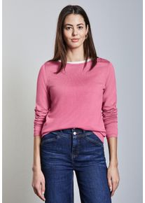Street One Damen Strickpullover, pink, casual, Gr. 36, unifarben, Stoff, 60% Viskose, 40% Baumwolle, Pullover, mit U-Boot-Ausschnitt