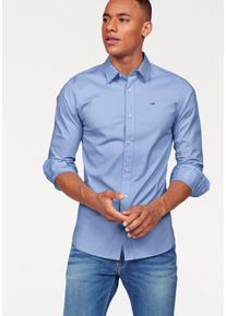 Tommy Jeans Herren Langarmhemd "Sabim Stretch Hemd Shirt", blau, casual, Gr. XXL, unifarben, Web, Obermaterial: 97% Baumwolle, 3% Elasthan, Hemden,