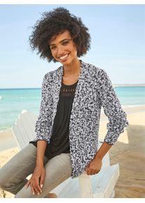 Heine Damen Strickjacke, beige, Gr. 46, gemustert, mehrfarbig, 55% Baumwolle, 30% Polyacryl, 15% Polyester, Strickjacken