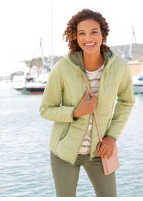 Casual Looks Damen Steppjacke, grün, Gr. 38, unifarben, 100% Polyester, Wattierung:100% Polyester, Jacken