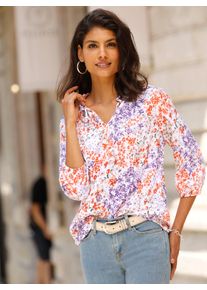 Classic Basics Damen Druckbluse, lila, Gr. 40, geblümt, gemustert, bedruckt, mehrfarbig, 100% Viskose, Blusen