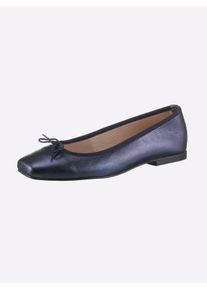 Heine Damen Ballerina, Gr. 36, blau, Leder, Leder, modisch, Schuhe