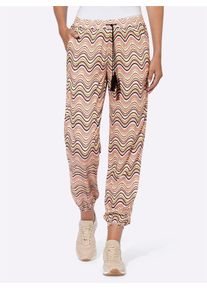 Heine Damen Webhose, rosa, Gr. 42, gemustert, mehrfarbig, bedruckt, 100% Viskose, Hosen