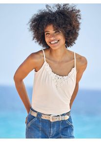 Heine Damen Shirttop, beige, Gr. 42, unifarben, 95% Viskose, 5% Elasthan, Tops