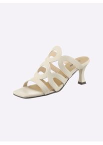 Heine Damen Pantolette, Gr. 36, beige, Leder, Rindsleder, Rindsleder, feminin, Schuhe