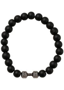 Firetti Armband "Schmuck Armkette Hantel Kraftsport Geschenk Workout Armband GYM", Messing-Silikon, schwarz, Messing, Silikon, Armbänder, Made in