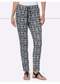 Heine Damen Webhose, schwarz, Gr. 40, gemustert, 65% Baumwolle, 32% Polyester, 3% Elasthan, Hosen