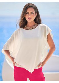 Heine Damen Klassische Bluse, beige, Gr. 42, unifarben, 100% Polyester, Blusen