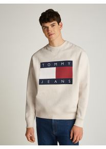 Tommy Jeans Herren Sweatshirt "TJM MELANGE FLAG CREW", beige, casual, Gr. L, meliert, Sweatware, Obermaterial: 78% Baumwolle, 22% Polyester,
