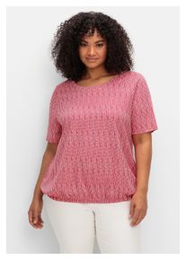 sheego Damen Rundhalsshirt "Große Größen", rot, casual, Gr. 56, gemustert, Obermaterial: 50% Baumwolle, 50% Modal, Shirts, mit Minimal-Druck und