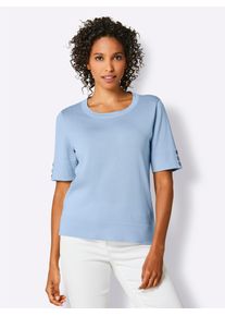 Damen Strickpullover "Baumwoll-Pullover", blau, Gr. 38, CREATION L PREMIUM, unifarben, 96% Baumwolle, 3% Polyamid, 1% Polyester, Pullover