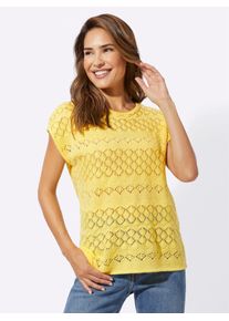 Classic Basics Damen Ajourpullover "Ajour-Pullover", gelb, Gr. 56, unifarben, 100% Polyacryl, Pullover
