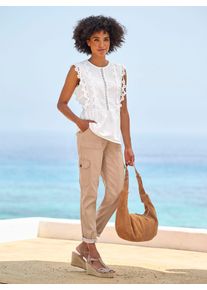 Heine Damen Blusentop, beige, Gr. 50, unifarben, 100% Baumwolle, Blusen