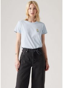 Levi's LEVI'S Damen T-Shirt "THE PERFECT TEE", blau, casual, Gr. XS, bedruckt, Single Jersey, Obermaterial: 100% Baumwolle, Shirts, mit Blumen Print