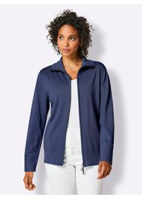 Damen Strickjacke, blau, Gr. 40, CREATION L PREMIUM, unifarben, 97% Baumwolle, 2% Polyamid, 1% Polyester, Strickjacken