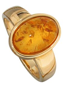 Jobo Damen Goldring, 56, Gelbgold 585-Bernstein, gelb, Gelbgold 585, Bernstein, Fingerringe, 585 Gold mit Bernstein