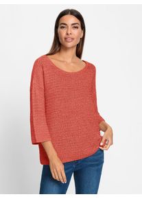Heine Damen Strickpullover "Pullover", orange, Gr. 48, unifarben, 47% Baumwolle, 28% Leinen, 20% Polyester, 5% metallisierte Fasern, Pullover