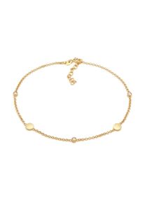 Elli Damen Fußkette "Kristalle Plättchen Basic 925 Silber", 22cm, Silber 925 (Sterlingsilber), gold, Silber 925 (Sterlingsilber), Fußkettchen