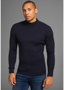 Bruno Banani Herren Stehkragenpullover, blau, Basic, Gr. XL, unifarben, Feinstrick, Obermaterial: 50% Baumwolle, 50% Polyacryl, Pullover, in