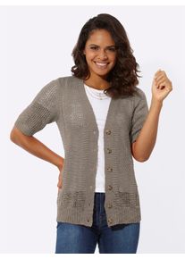 Casual Looks Damen Strickjacke, grau, Gr. 40, unifarben, 100% Polyacryl, Strickjacken