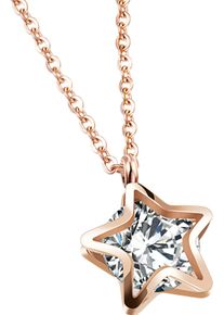 Firetti Damen Kette mit Anhänger "Schmuck Geschenk Edelstahl Halsschmuck Halskette Ankerkette Stern", Edelstahl, L: 48cm, rosa, Edelstahl,