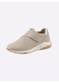 Heine Damen Sneaker, Gr. 42, beige, Leder, Rindsleder, Veloursleder, modisch, Schuhe