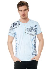 Rusty Neal Herren T-Shirt, blau, casual, Gr. XXL, bedruckt, 100% Baumwolle, Shirts, mit seitlichem Print