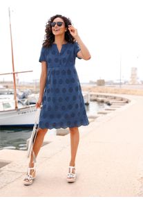Inspirationen Damen Sommerkleid "Tunika-Kleid", blau, Gr. 42, unifarben, 100% Baumwolle, Kleider