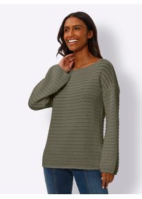 Heine Damen Ajourpullover "Pullover", grün, Gr. 46, unifarben, 100% Baumwolle, Pullover