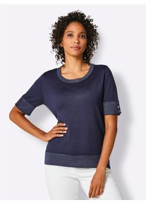 Damen Strickpullover "Baumwoll-Pullover", blau, Gr. 40, CREATION L PREMIUM, unifarben, 96% Baumwolle, 3% Polyamid, 1% Polyester, Pullover