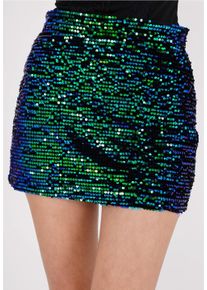 FRESHLIONS Damen Shorts "Yara", grün, casual, Gr. S, 100% Polyester, Hosen, mit glitzerndem Paillettenbesatz