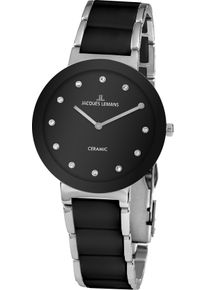 Jacques Lemans Damen Keramikuhr "High-Tech Ceramic, 42-7G", schwarz, Armbanduhren, Quarzuhr, Armbanduhr, Damenuhr, gehärtetes Crystexglas, Steine