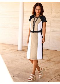 Inspirationen Damen Etuikleid "Jersey-Kleid", beige, Gr. 40, gemustert, mehrfarbig, Jersey, Single Jersey, 70% Viskose, 25% Polyamid, 5% Elasthan,