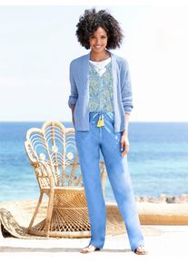 Heine Damen Cardigan, blau, Gr. 38, unifarben, 92% Baumwolle, 8% Polyamid, Strickjacken