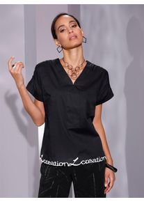 CRÉATION L CREATION L Damen Hemdbluse, schwarz, Gr. 38, unifarben, 100% Baumwolle, Blusen