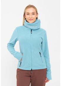 Bench. Damen Fleecejacke "FUNNEL", blau, casual, Gr. XL, Glanzfaden, unifarben, Fleece, Obermaterial: 100% Polyester, Jacken, mit Glitzerstickerei