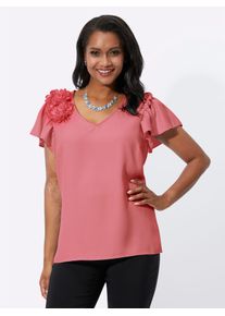 Lady Damen Kurzarmbluse, rosa, Gr. 38, unifarben, 100% Polyester, Blusen
