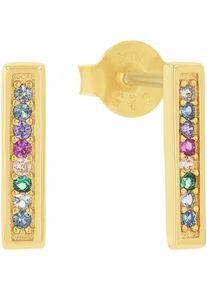 Amor Damen Paar Ohrstecker "Regenbogen-Optik, 2038269", Silber 925 (Sterlingsilber), gold, Silber 925 (Sterlingsilber), Ohrringe, mit Zirkonia