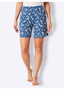 wäschepur WÄSCHEPUR Damen Schlafhose, Gr. 36, blau, 100% Baumwolle, geblümt, gemustert, bedruckt, mehrfarbig, unifarben, Hosen