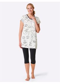 wäschepur WÄSCHEPUR Damen Capri-Pyjama, Gr. 36, schwarz-weiß, 50% Baumwolle, 50% Viskose, Homewear-Sets